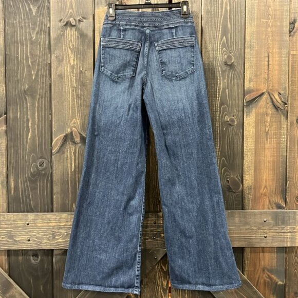 Frame Denim Jeans 27 Triple Binding Wide Leg Flare High Waist Naples Blue Double - Picture 2 of 12